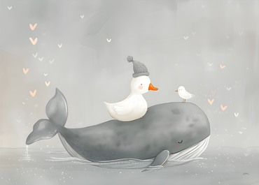 Whale Friends Adventure - Whimsical Nursery Wall Art