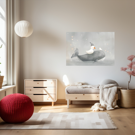 Whale Friends Adventure - Whimsical Nursery Wall Art