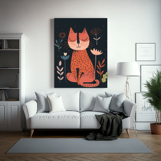 Boho Cat Art Canvas