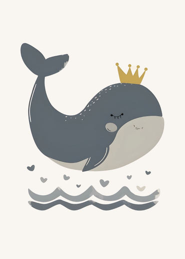 Royal Whale - Cute Ocean-Themed Nursery Wall Art