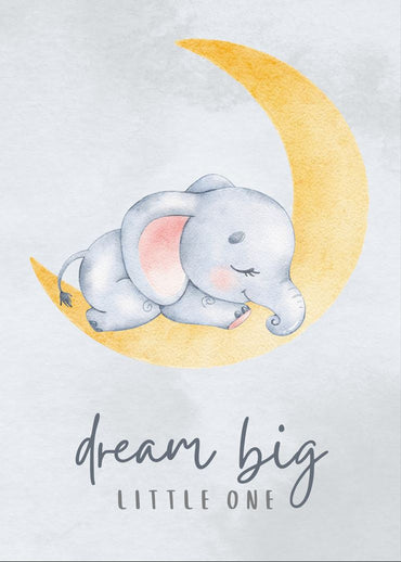 Dream Big Little One - Sweet Elephant Nursery Wall Art