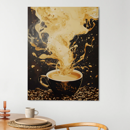 "Caffeine Splash" Coffee Art Wall Canvas