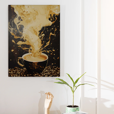 "Caffeine Splash" Coffee Art Wall Canvas