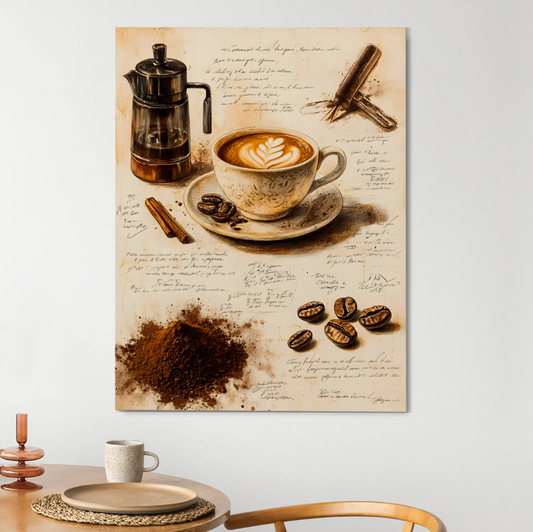 "Brew Notes" Vintage Coffee Art Wall Canvas