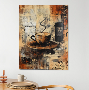 "Urban Roast" Rustic Coffee Wall Canvas