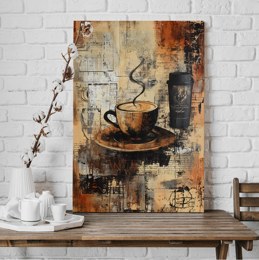"Urban Roast" Rustic Coffee Wall Canvas