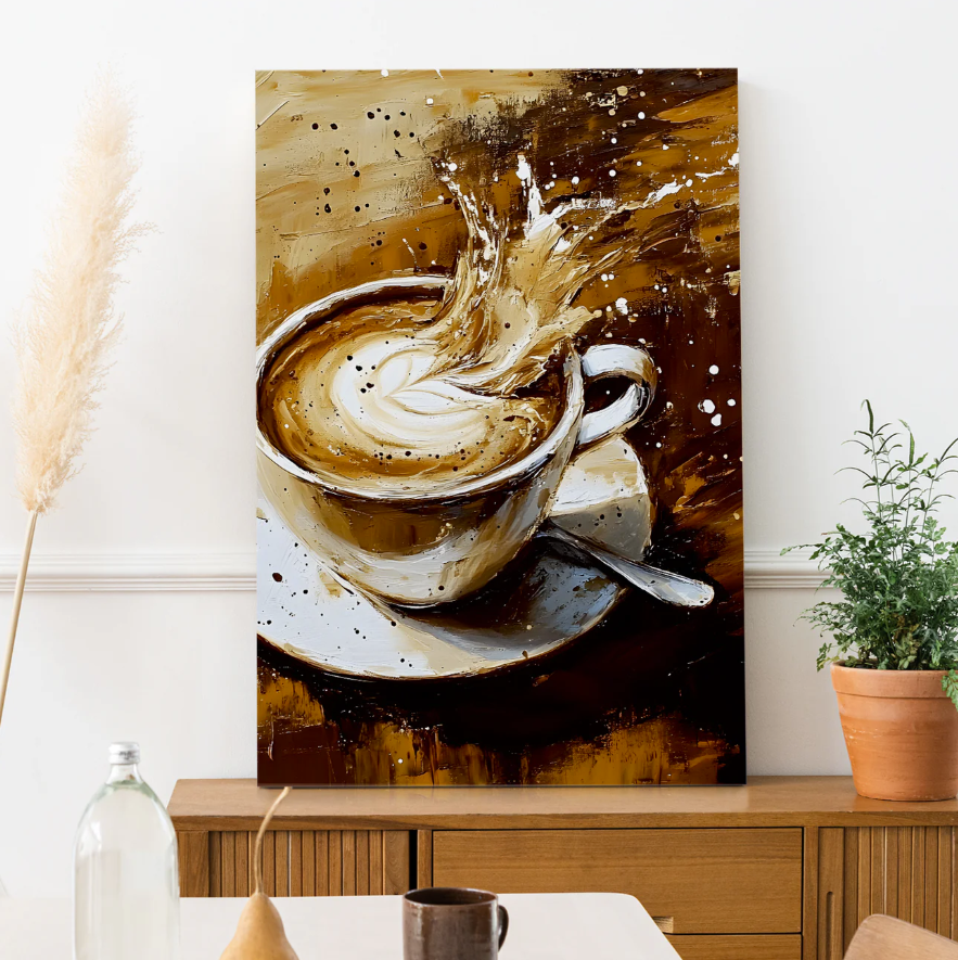 "Espresso Burst" Abstract Coffee Art Canvas