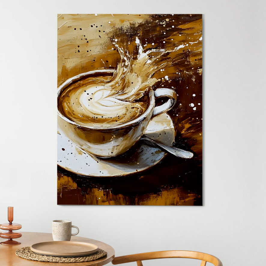 "Espresso Burst" Abstract Coffee Art Canvas
