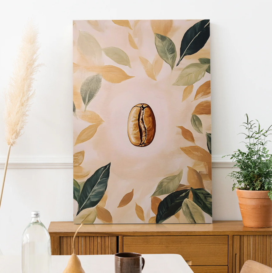 "Origin Bean" Minimal Botanical Coffee Canvas