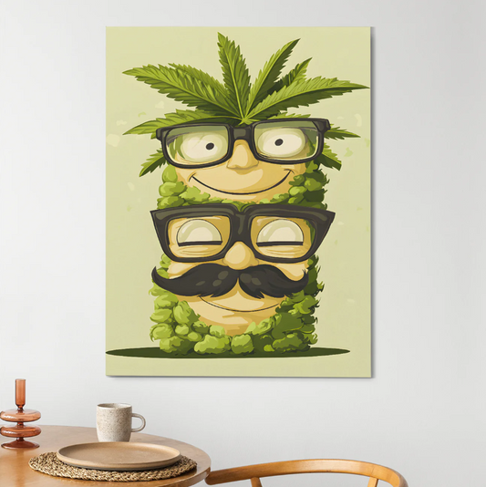 "High Spirits" Quirky Cannabis Character Wall Canvas