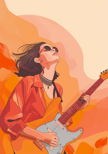 Boho Woman with Guitar