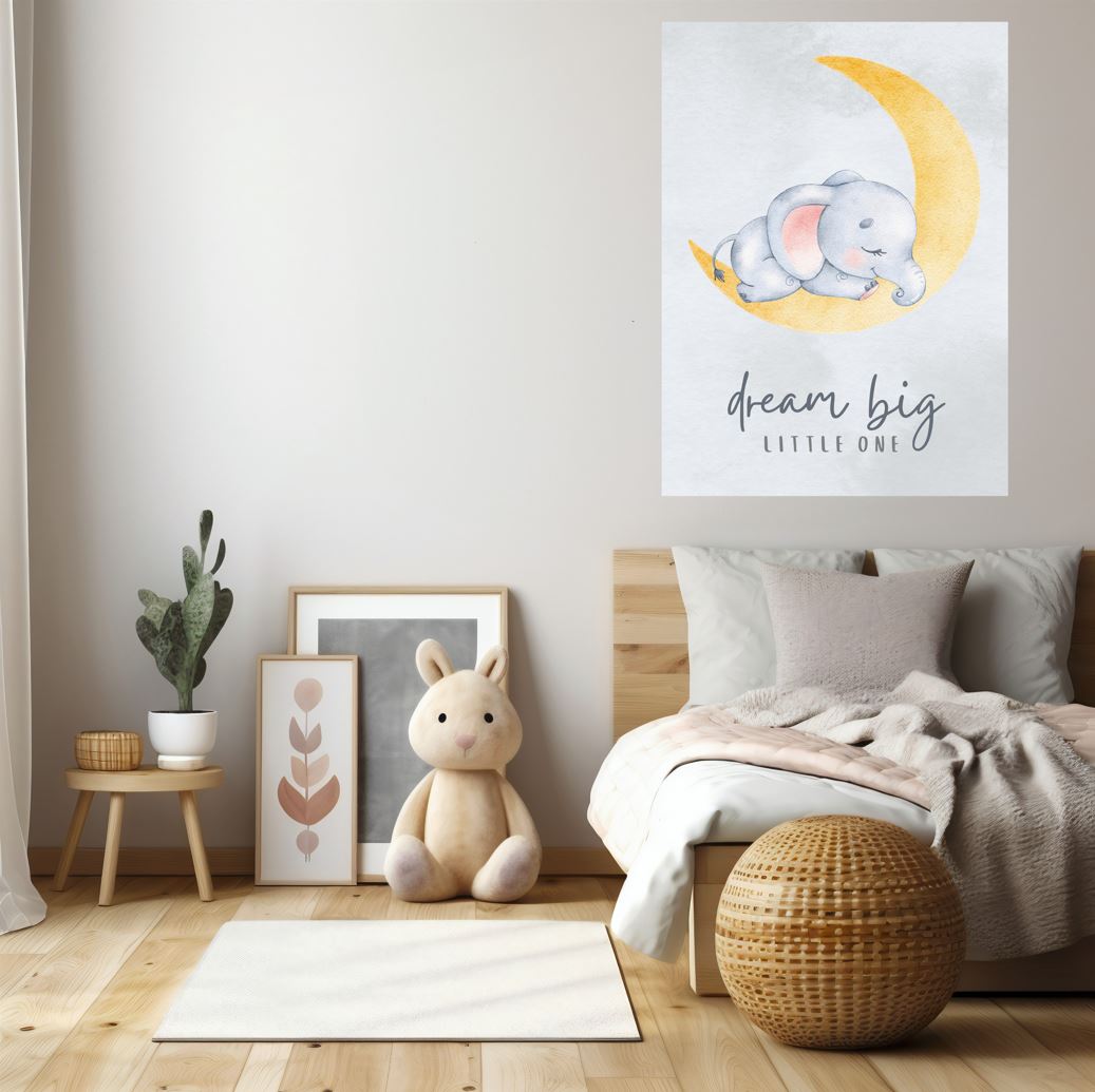 Dream Big Little One - Sweet Elephant Nursery Wall Art