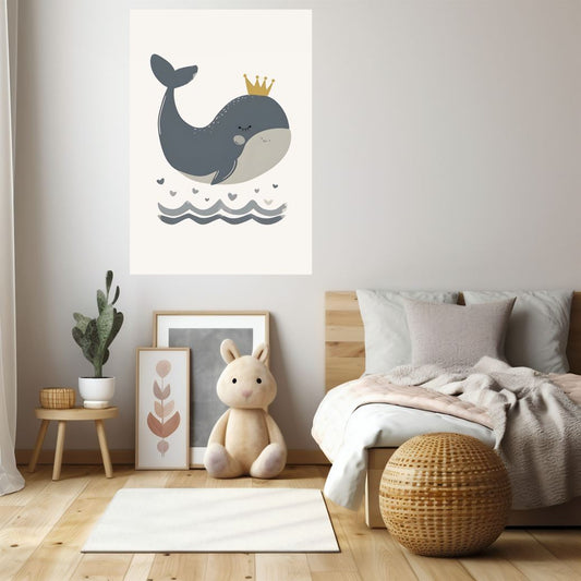 Royal Whale - Cute Ocean-Themed Nursery Wall Art