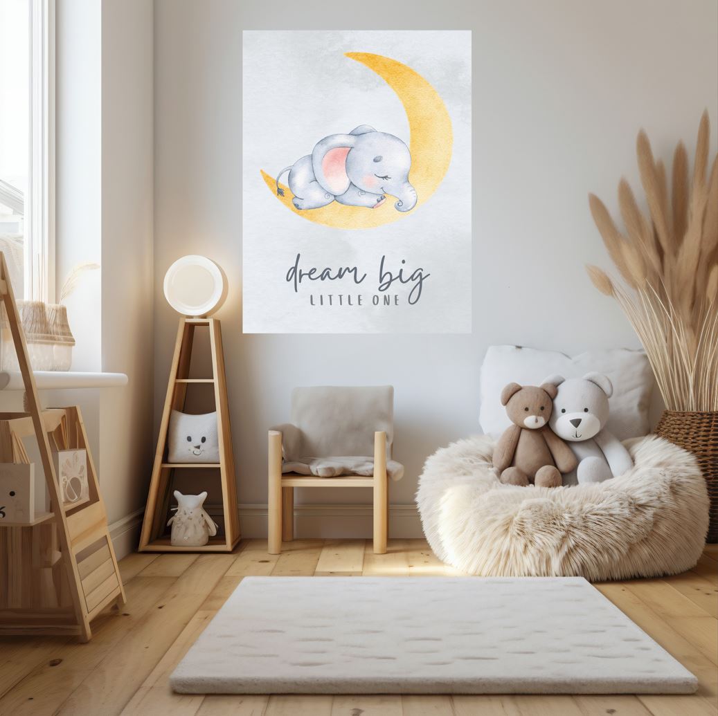 Dream Big Little One - Sweet Elephant Nursery Wall Art