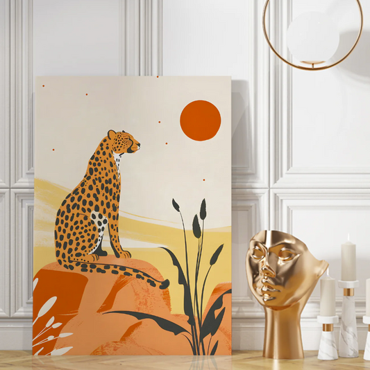 Cheetah in the Sunset Canvas – Bold Abstract Safari Art