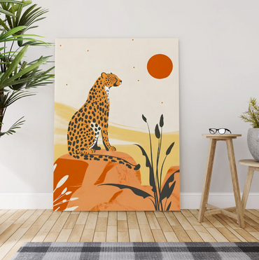 Cheetah in the Sunset Canvas – Bold Abstract Safari Art
