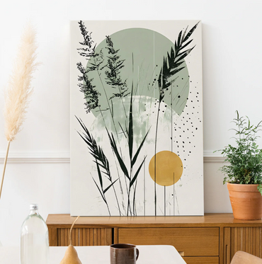 Modern Botanical Boho Canvas – Nature Meets Geometry