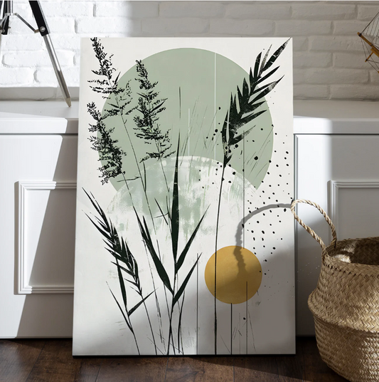 Modern Botanical Boho Canvas – Nature Meets Geometry