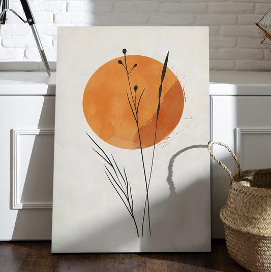 Minimalist Sunset Botanical Canvas – Serene Nature-Inspired Wall Art