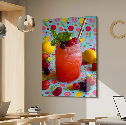 Berry Lemonade Canvas – Fun & Refreshing Summer Beverage Art