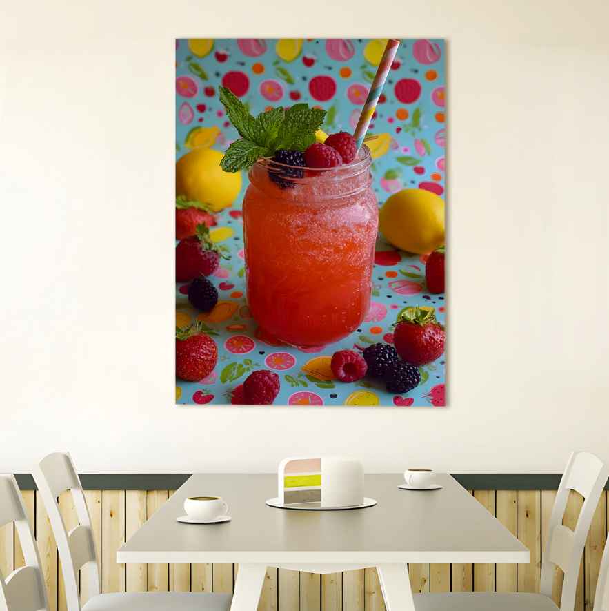 Berry Lemonade Canvas – Fun & Refreshing Summer Beverage Art
