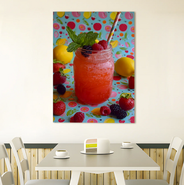 Berry Lemonade Canvas – Fun & Refreshing Summer Beverage Art