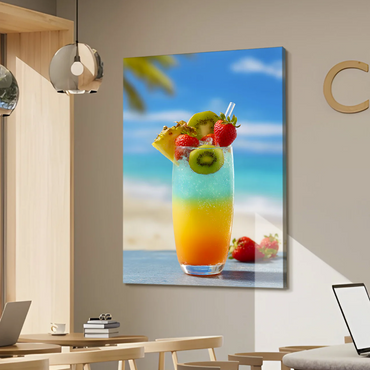 Tropical Paradise Drink Canvas – Colorful Beach Cocktail Art