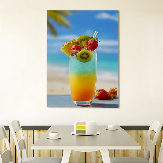 Tropical Paradise Drink Canvas – Colorful Beach Cocktail Art