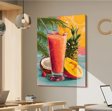 Tropical Smoothie Splash Canvas – Juicy Fruit Drink Wall Art