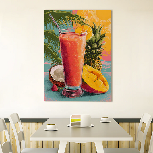 Tropical Smoothie Splash Canvas – Juicy Fruit Drink Wall Art