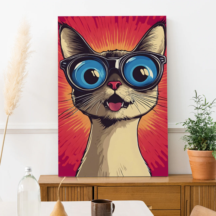 Cool Cat Canvas – Bold Pop Art Wall Decor