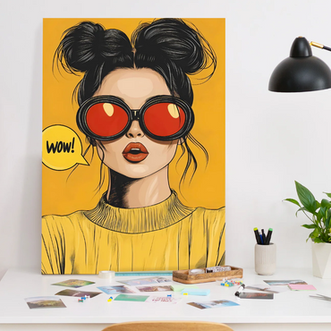 Pop Diva Canvas – Retro Comic Girl Wall Art in Bright Yellow