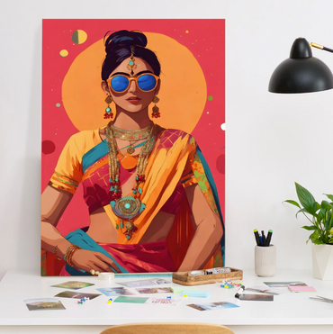 Modern Desi Diva Canvas – Vibrant Indian-Inspired Wall Art
