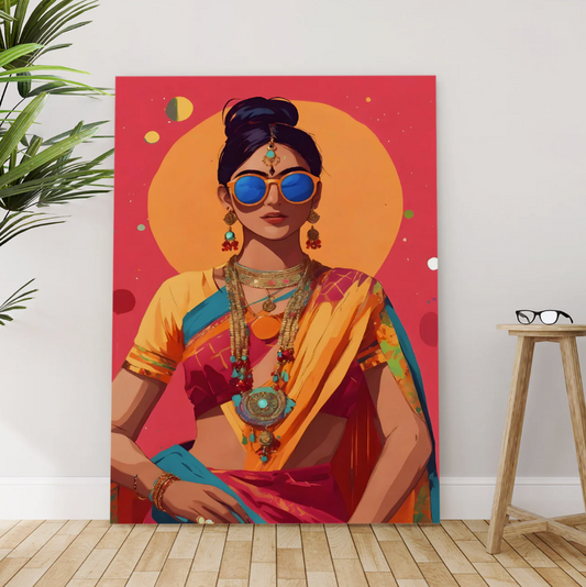 Modern Desi Diva Canvas – Vibrant Indian-Inspired Wall Art