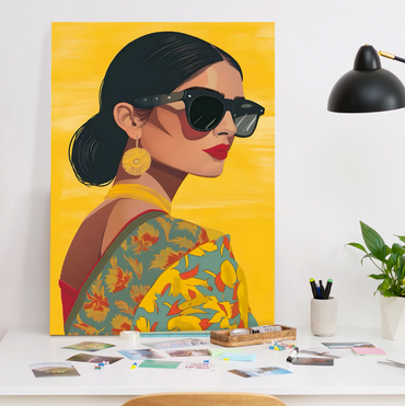 Saree & Shades Canvas – Modern Indian Fashion Wall Art