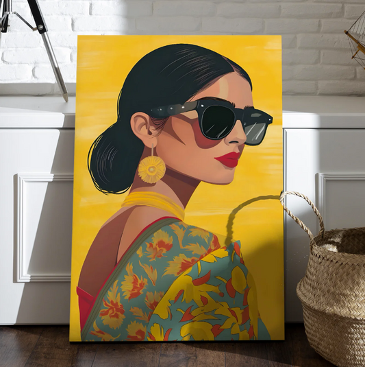 Saree & Shades Canvas – Modern Indian Fashion Wall Art