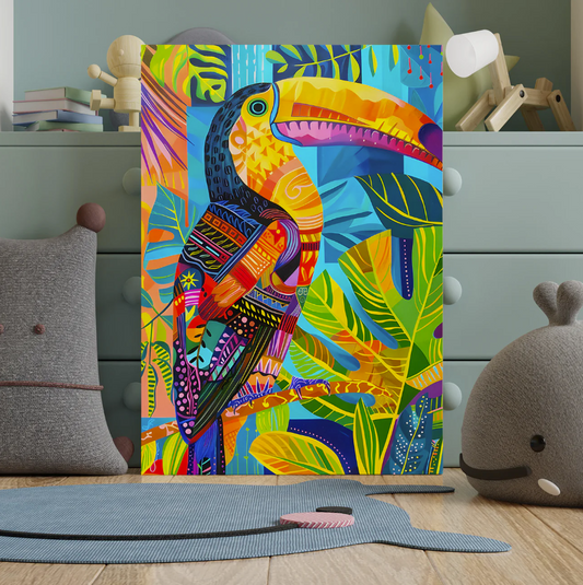 Colorful Toucan Jungle Canvas – Vibrant Tropical Wall Art