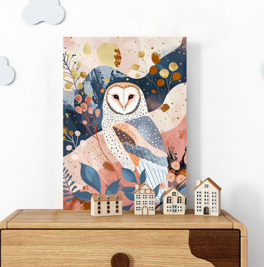 Elegant Barn Owl Canvas – Soft Watercolor Woodland Wall Art