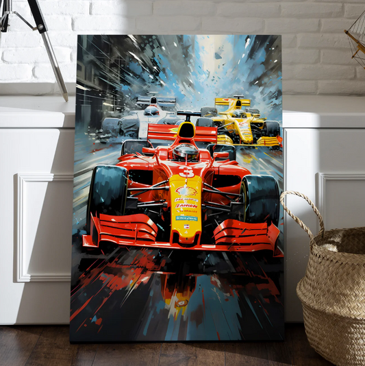 Formula Rush Canvas – Dynamic F1 Race Car Artwork