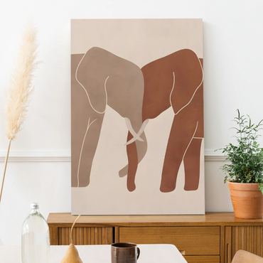 Minimalist Elephant Love Canvas – Modern Animal Silhouette Wall Art