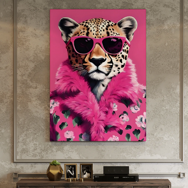 "Purrfectly Fierce" Glam Cheetah Wall Canvas
