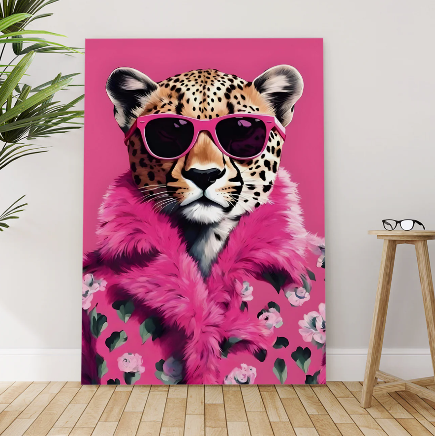 "Purrfectly Fierce" Glam Cheetah Wall Canvas