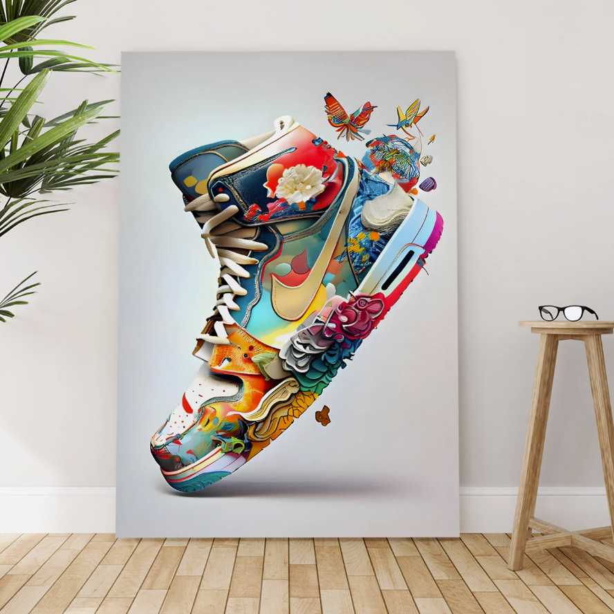 Sole Bloom Artistic Sneaker Wall Canvas