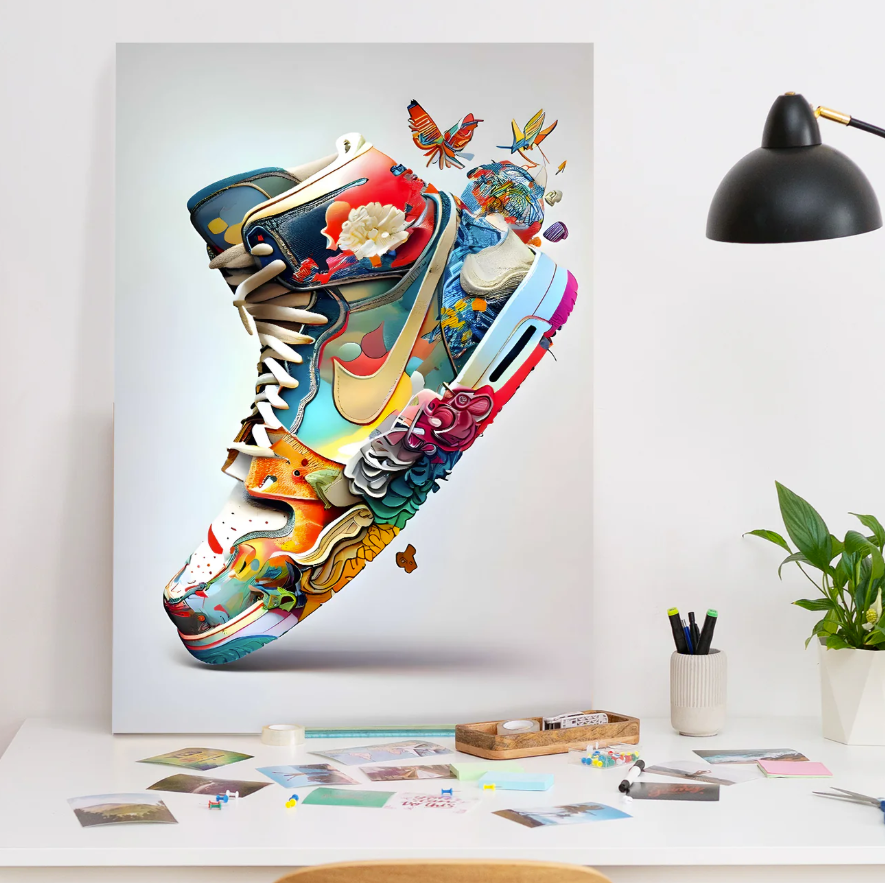 Sole Bloom Artistic Sneaker Wall Canvas