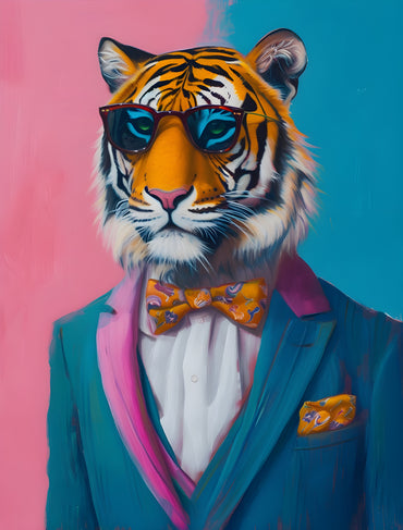 Stylish Tiger in Suit and Sunglasses