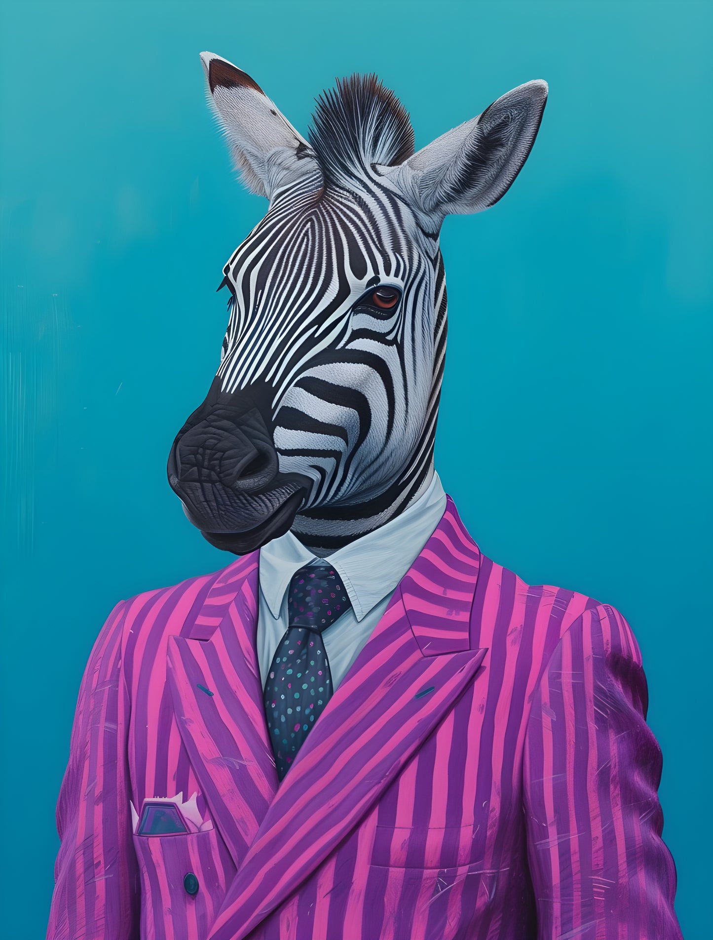 Fashionable Zebra in Striped Suit