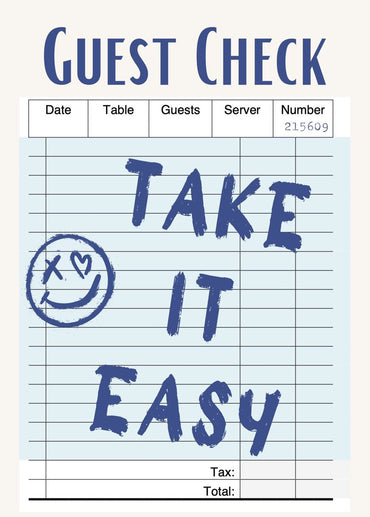 Fun 'Take It Easy' Guest Check