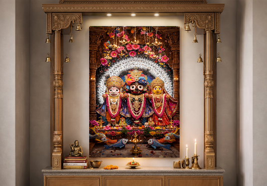 Divine Jagannath Ji Trio – Premium Canvas Wall Art