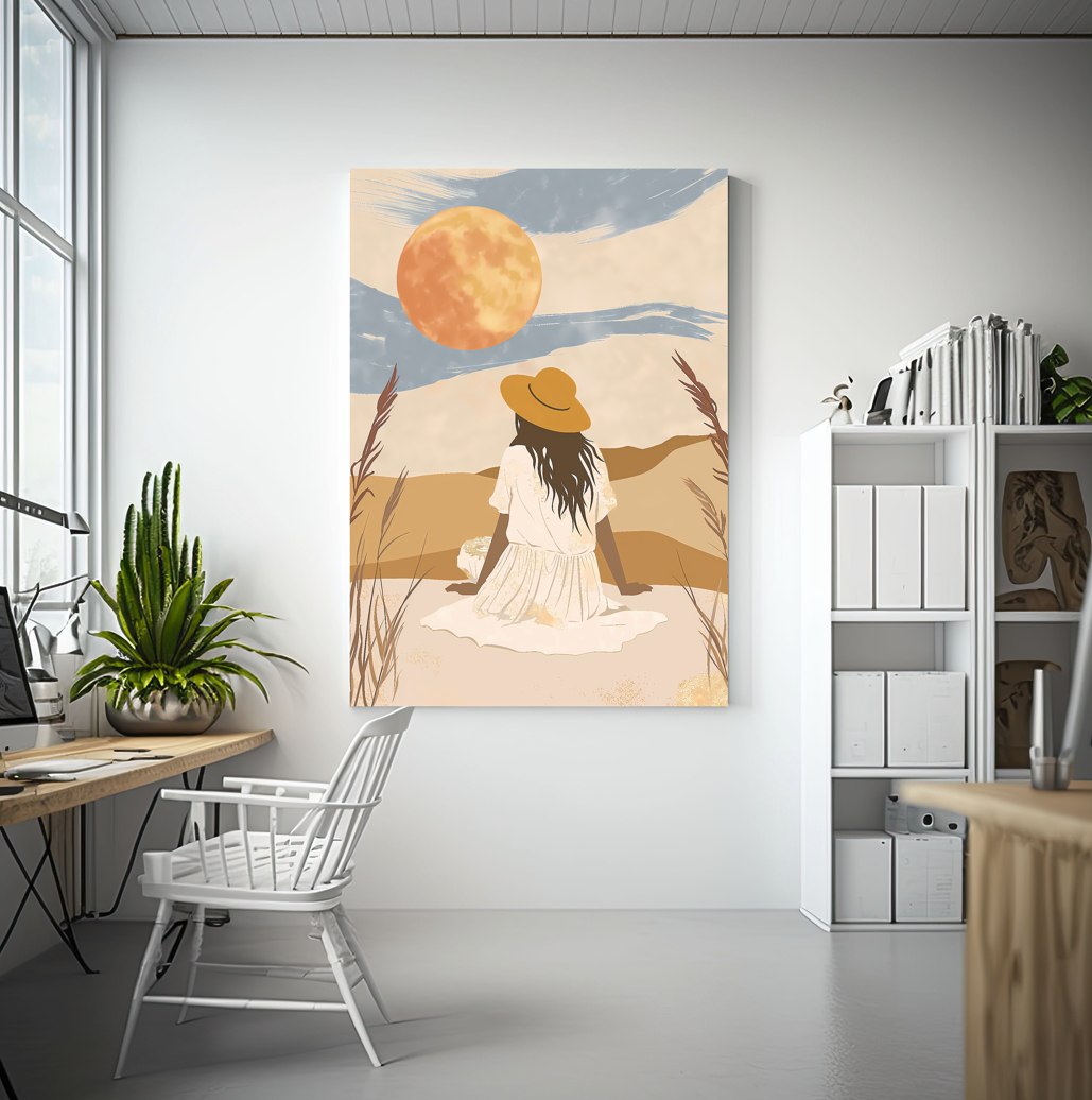 Serene Boho Landscape with Sun