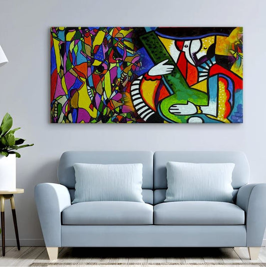 Vibrant Abstract Guitarist Canvas Print